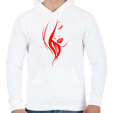 PRINTFASHION Női arc - piros - Férfi kapucnis pulóver - Fehér