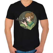 PRINTFASHION Női sniper - Férfi V-nyakú póló - Fekete férfi póló