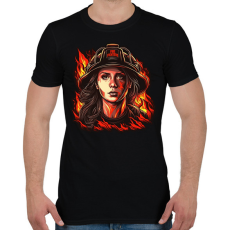 PRINTFASHION Női tűzoltó - Férfi póló - Fekete