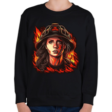 PRINTFASHION Női tűzoltó - Gyerek pulóver - Fekete