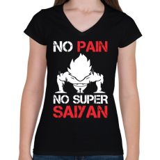 PRINTFASHION nopain - Női V-nyakú póló - Fekete