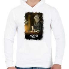 PRINTFASHION Nope Alpaka digitális festmény - Férfi kapucnis pulóver - Fehér