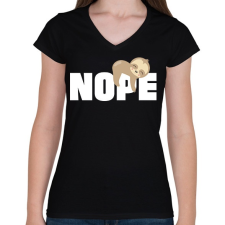 PRINTFASHION Nope lajhár - Női V-nyakú póló - Fekete női póló