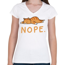 PRINTFASHION NOPE - Női V-nyakú póló - Fehér női póló
