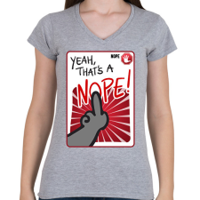 PRINTFASHION Nope! - Női V-nyakú póló - Sport szürke női póló