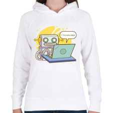 PRINTFASHION Not a robot - Női kapucnis pulóver - Fehér női pulóver, kardigán