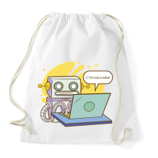 PRINTFASHION Not a robot - Sportzsák, Tornazsák - Fehér tornazsák