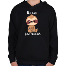PRINTFASHION Not fast just furious - Gyerek kapucnis pulóver - Fekete gyerek pulóver, kardigán