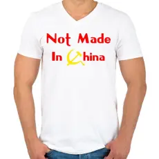 PRINTFASHION not-made-in-china-2 - Férfi V-nyakú póló - Fehér