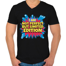 PRINTFASHION NOT PERFECT BUT LIMITED EDITION - Férfi V-nyakú póló - Fekete