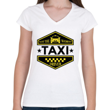 PRINTFASHION Not the worst taxi driver - Női V-nyakú póló - Fehér női póló