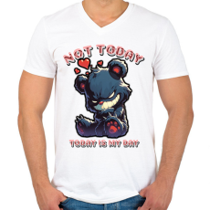 PRINTFASHION Not Today Black - Férfi V-nyakú póló - Fehér