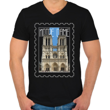 PRINTFASHION Notre Dame - Férfi V-nyakú póló - Fekete férfi póló
