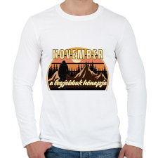 PRINTFASHION November a legjobbak hónapja 1 - Férfi hosszú ujjú póló - Fehér férfi póló