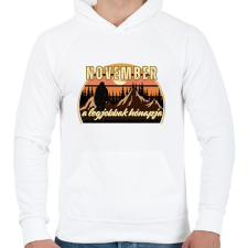 PRINTFASHION November a legjobbak hónapja 1 - Férfi kapucnis pulóver - Fehér férfi pulóver, kardigán