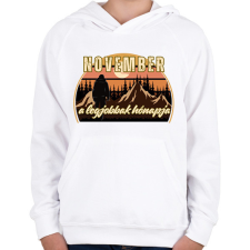 PRINTFASHION November a legjobbak hónapja 1 - Gyerek kapucnis pulóver - Fehér gyerek pulóver, kardigán