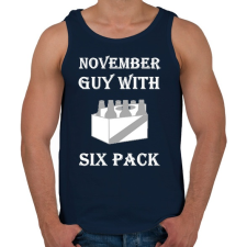 PRINTFASHION Novemberben született kockás hasú 2 - Férfi atléta - Sötétkék atléta, trikó