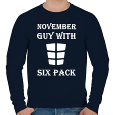 PRINTFASHION Novemberben született kockás hasú - Férfi pulóver - Sötétkék