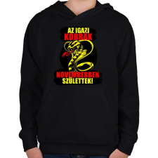 PRINTFASHION Novemberi Kobra - Gyerek kapucnis pulóver - Fekete gyerek pulóver, kardigán