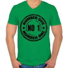 PRINTFASHION Number 1 - Férfi V-nyakú póló - Zöld férfi póló