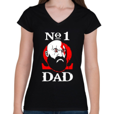 PRINTFASHION Number One Dad - Női V-nyakú póló - Fekete női póló