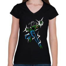 PRINTFASHION NUMERO 17 - Női V-nyakú póló - Fekete női póló