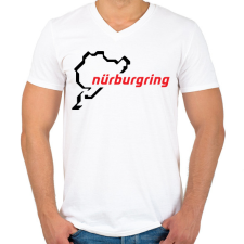 PRINTFASHION Nürburgring fekete - Férfi V-nyakú póló - Fehér férfi póló