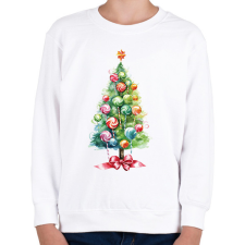 PRINTFASHION Nyalókás karácsonyfa - Gyerek pulóver - Fehér gyerek pulóver, kardigán