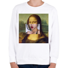 PRINTFASHION Nyalókázó Mona - Gyerek pulóver - Fehér gyerek pulóver, kardigán