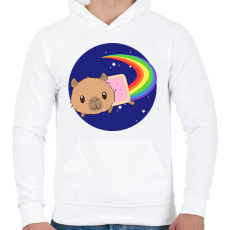 PRINTFASHION Nyan cat capybara - Férfi kapucnis pulóver - Fehér