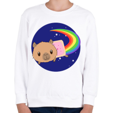 PRINTFASHION Nyan cat capybara - Gyerek pulóver - Fehér gyerek pulóver, kardigán