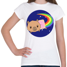 PRINTFASHION Nyan cat capybara - Női póló - Fehér női póló