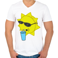PRINTFASHION Nyár - Férfi V-nyakú póló - Fehér