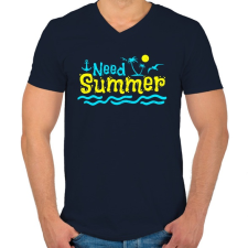 PRINTFASHION NYÁR - Férfi V-nyakú póló - Sötétkék férfi póló