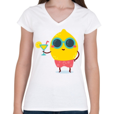 PRINTFASHION Nyár - Női V-nyakú póló - Fehér női póló