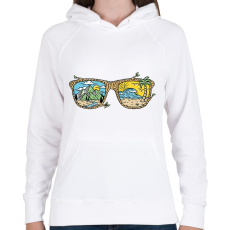 PRINTFASHION Nyaralós napszemüveg - Női kapucnis pulóver - Fehér