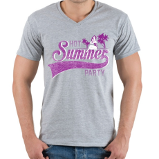 PRINTFASHION Nyári buli - Férfi V-nyakú póló - Sport szürke