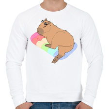 PRINTFASHION Nyári capybara - Férfi pulóver - Fehér férfi pulóver, kardigán