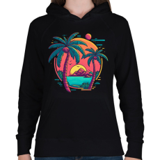 PRINTFASHION Nyári hangulat - Női kapucnis pulóver - Fekete