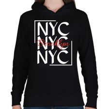 PRINTFASHION NYC Brooklyn - Női kapucnis pulóver - Fekete női pulóver, kardigán