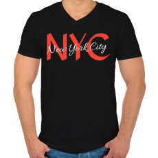 PRINTFASHION Nyc - Férfi V-nyakú póló - Fekete