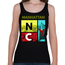 PRINTFASHION NYC MANHATTAN - Női atléta - Fekete női trikó