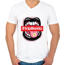 PRINTFASHION Nyelv - Férfi V-nyakú póló - Fehér férfi póló