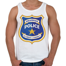 PRINTFASHION Nyelvtan rendőrség - Férfi atléta - Fehér atléta, trikó