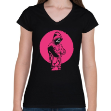 PRINTFASHION Nyerd meg az életed - Squid Game - Női V-nyakú póló - Fekete