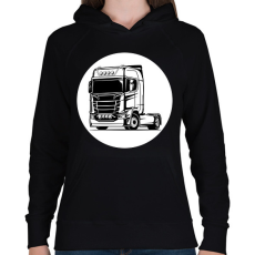 PRINTFASHION Nyergesvontató - Női kapucnis pulóver - Fekete