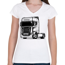 PRINTFASHION Nyergesvontató - Női V-nyakú póló - Fehér női póló