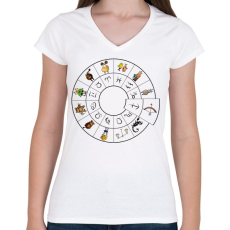 PRINTFASHION Nyilas - Női V-nyakú póló - Fehér