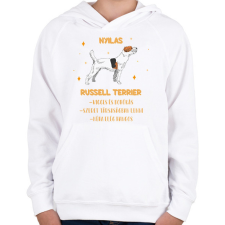 PRINTFASHION Nyilas - Russell terrier - Gyerek kapucnis pulóver - Fehér gyerek pulóver, kardigán