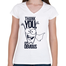 PRINTFASHION Nyilvánvaló kapitány - Női V-nyakú póló - Fehér